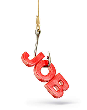 job iscription on a hook isolated backgroundの写真素材