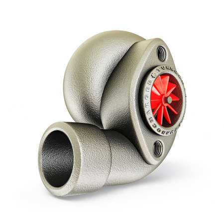 steel turbocharger isolated on a white backgroundの写真素材