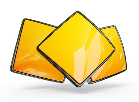 yellow banner isolated on a white backgroundの写真素材