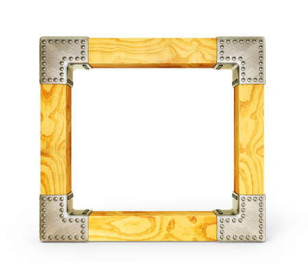 wooden frame isolated on a white backgroundの写真素材