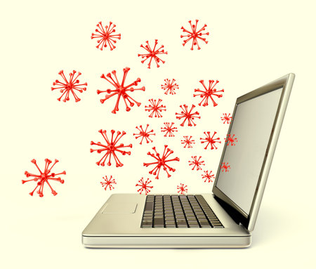 ciber virus in a laptop isolated on a white