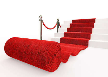 red event carpet isolated on a white backgroundの写真素材