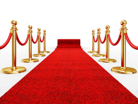 red event carpet isolated on a white backgroundの写真素材