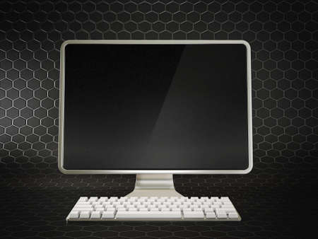 modern computer isolated on a black backgroundの写真素材