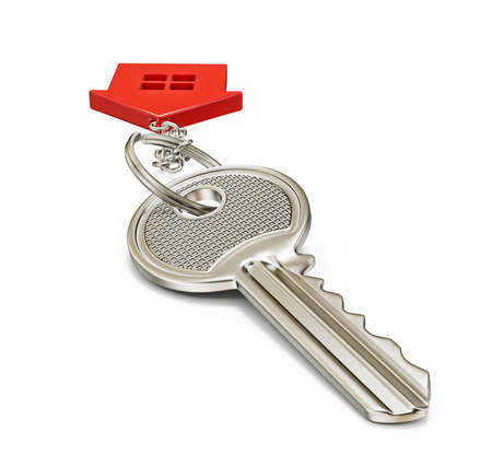 steel key isolated on a white backgroundの写真素材