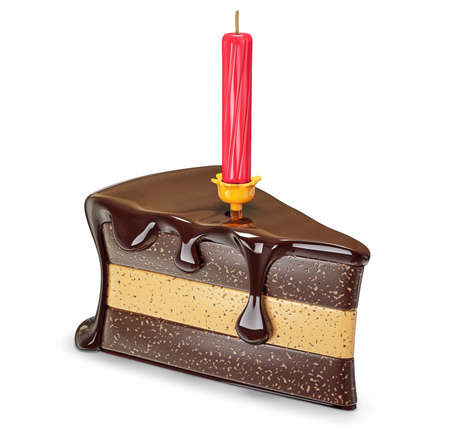 tasty chocolate cake on a white  backgroundの写真素材