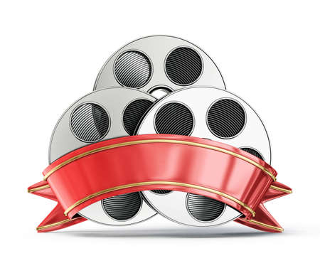 film reel isolated on a white backgroundの写真素材