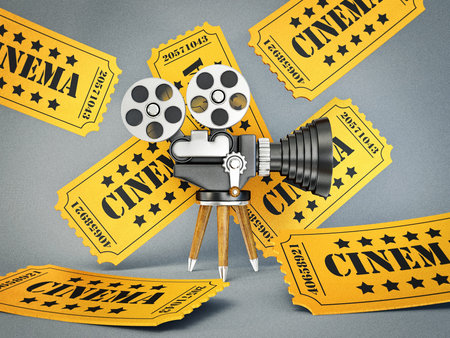 yellow film ticket and retro camera