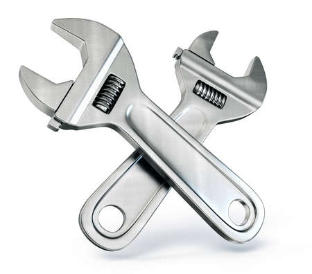 steel wrenches  isolated on a white  backgroundの写真素材