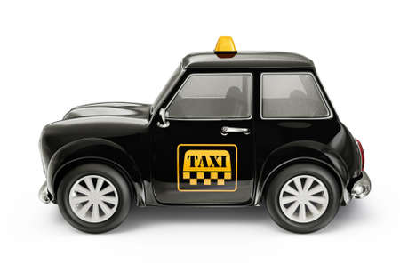 small taxi isolated on a white backgroundの写真素材