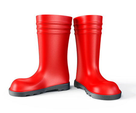 red gumboot isolated on a white backgroundの写真素材
