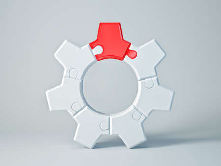white gear with a red cog isolatedの写真素材