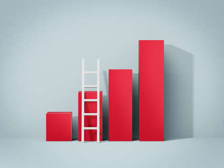 red graph isolated on a blue backgroundの写真素材