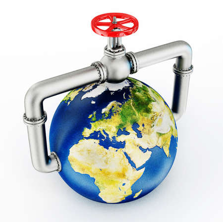 valve in Earth isolated on a whiteの写真素材