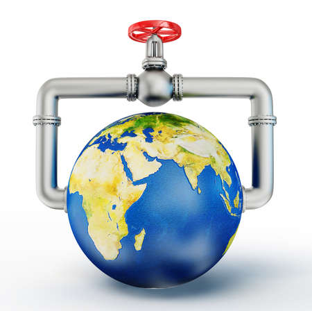 valve in Earth isolated on a whiteの写真素材