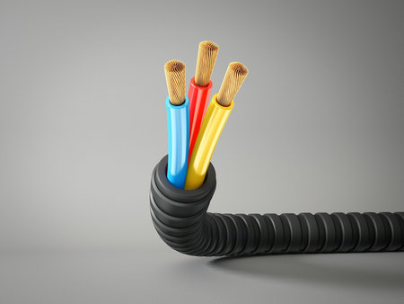 electric cable isolated on a grey  background