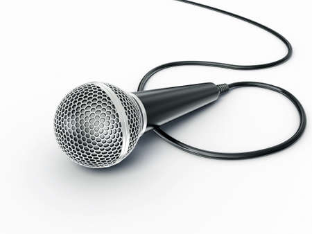 metal microphone isolated on a white backgroundの写真素材
