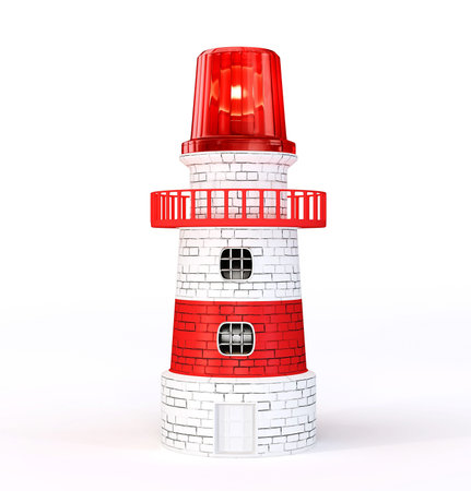 3d lighthouse isolated on a white backgroundの写真素材