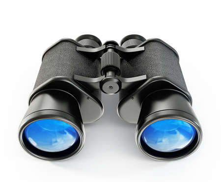 black binoculars isolated on a white backgroundの写真素材