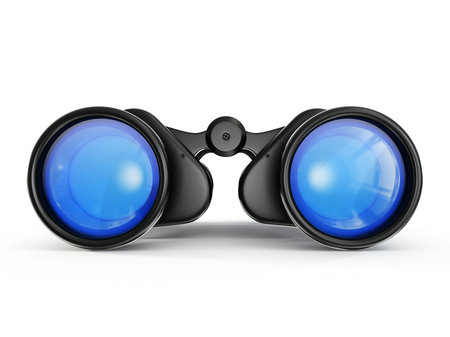 black binoculars isolated on a white backgroundの写真素材