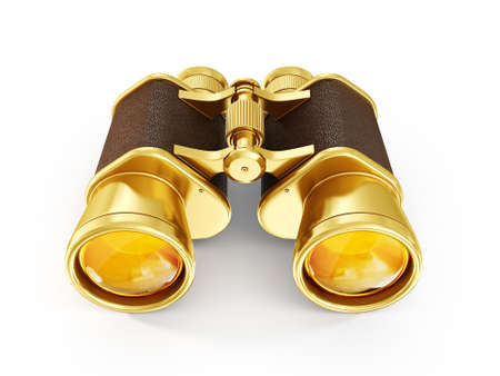 gold  binoculars isolated on a white backgroundの写真素材