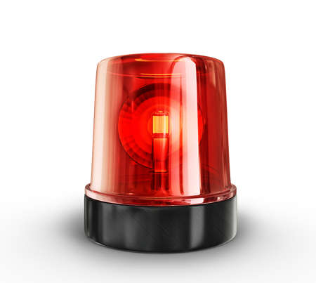 red siren isolated on a white backgroundの写真素材