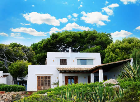 beauty white house in Spain with big gardenの写真素材