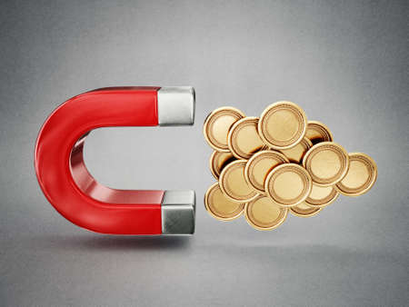 magnt attract money concept isolated on a greyの写真素材