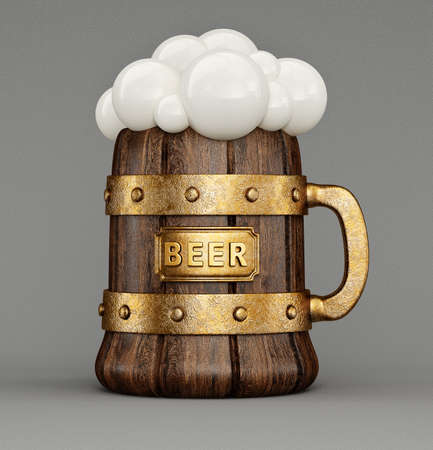 beer mug isolated on a grey backgroundの写真素材