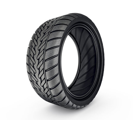 black tyre isolated on a white backgroundの写真素材