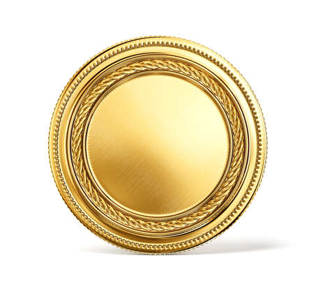 gold coin isolated on a white backgroundの写真素材