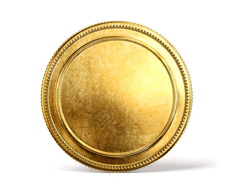 gold coin isolated on a white backgroundの写真素材
