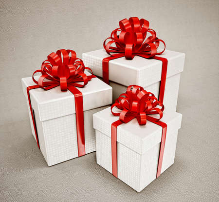 gifts boxes isolated on a light backgroundの写真素材