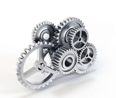 group of gears isolated on a white backgroundの写真素材