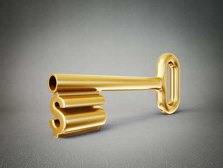 concept key isolated on a grey background