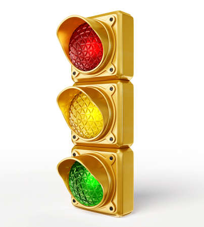 traffic light isolated on a white backgroundの写真素材