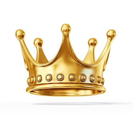 golden crown isolated on a white backgroundの写真素材