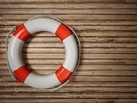 lifebuoy isolated on a white background. 3d illustrationの写真素材