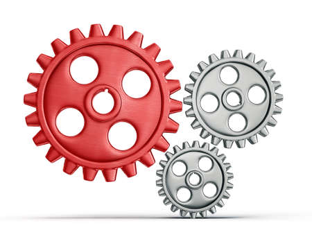 steel gears isolated on a white backgroundの写真素材