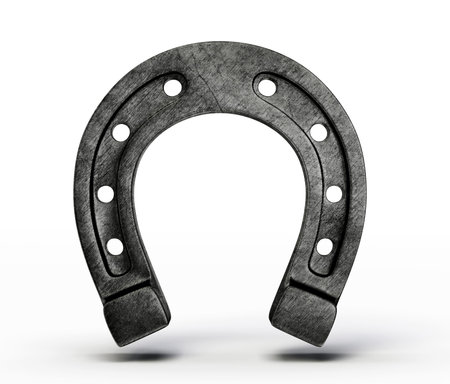 old horseshoe isolated on a white backgroundの写真素材