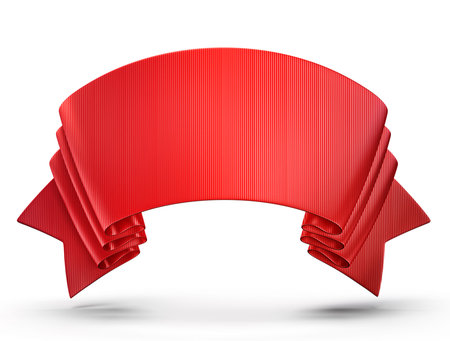 red banner isolated on a white backgroundの写真素材