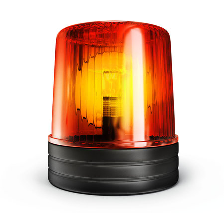 red siren isolated on a white backgroundの写真素材