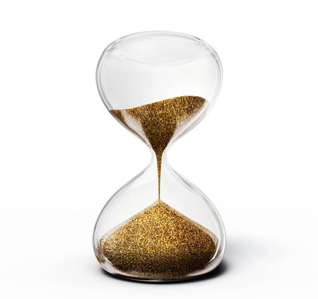old hourglass isolated on a  white  background