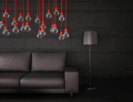 black 3d illustration interior room with a beautiful furnitureの写真素材