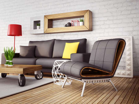modern 3d illustration interior room with a beautiful furnitureの写真素材