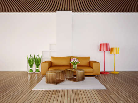 modern 3d illustration interior room with a beautiful furnitureの写真素材