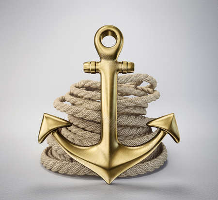 3d illustration anchor isolated on a grey backgroundの写真素材