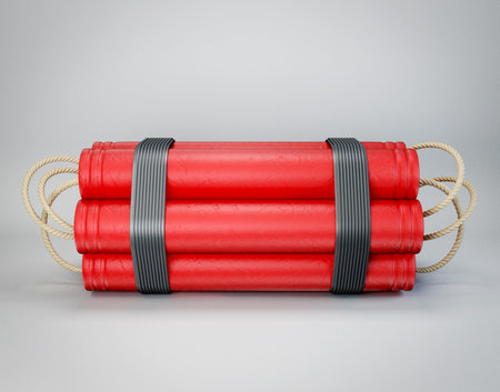 3d illustration. dinamite isolated on a grey backgroundの写真素材