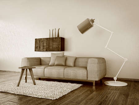 3d render. modern interior room with a beautyful furniture.の写真素材