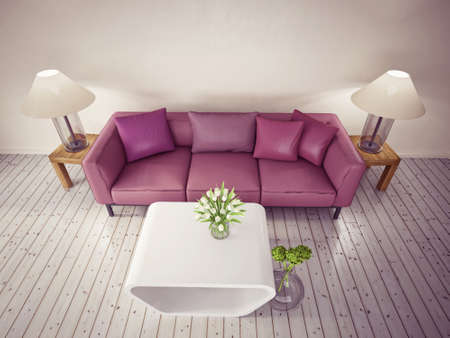 3d render. modern interior room with a beautyful furniture.の写真素材